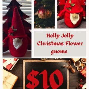 Holly jolly Christmas flower gnome